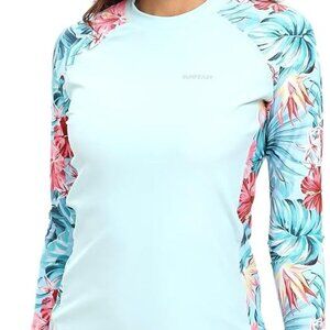 Women's Swim Shirts Long‎ Sleeve Rash Guard Quick Dry Size Lar ge